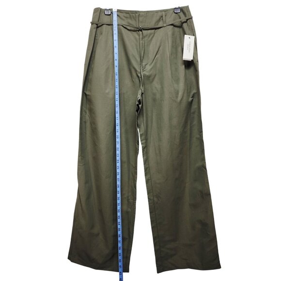 Calvin Klein Womens Wide-Leg Pants Size 10 Green Cotton Blend New With Tags - Picture 6 of 11